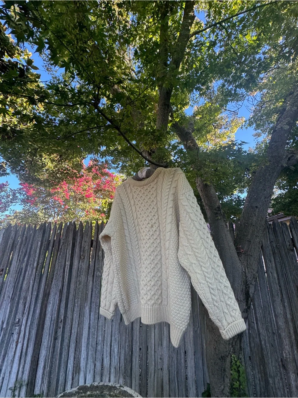 Vintage L.L.Bean Made in Ireland 100% Wool Aran Fisherman Sweater